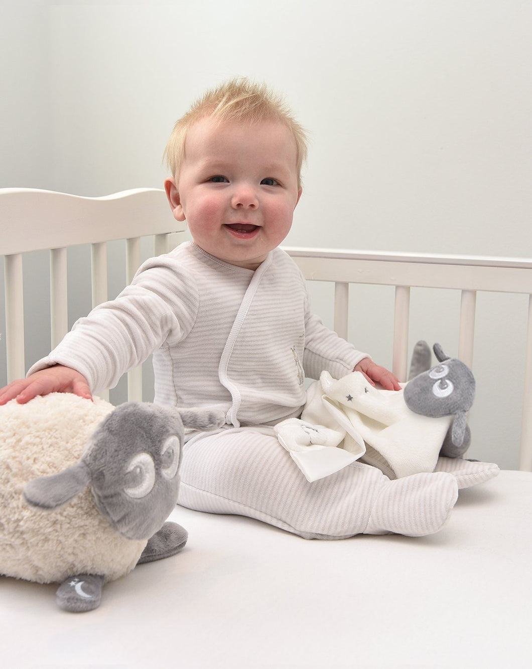 ewan Deluxe Einschlafhilfe und 'baa baa blankie' Schnuffeltuch für baby  | Grau Bundle